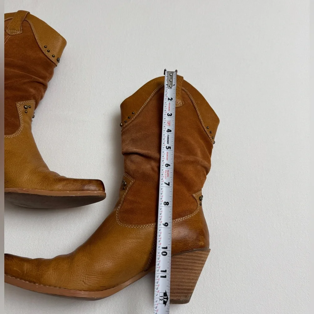 Vintage Y2K Bass Western Brown Leather Studded Boots Size 7.5 - Picture 5 of 14